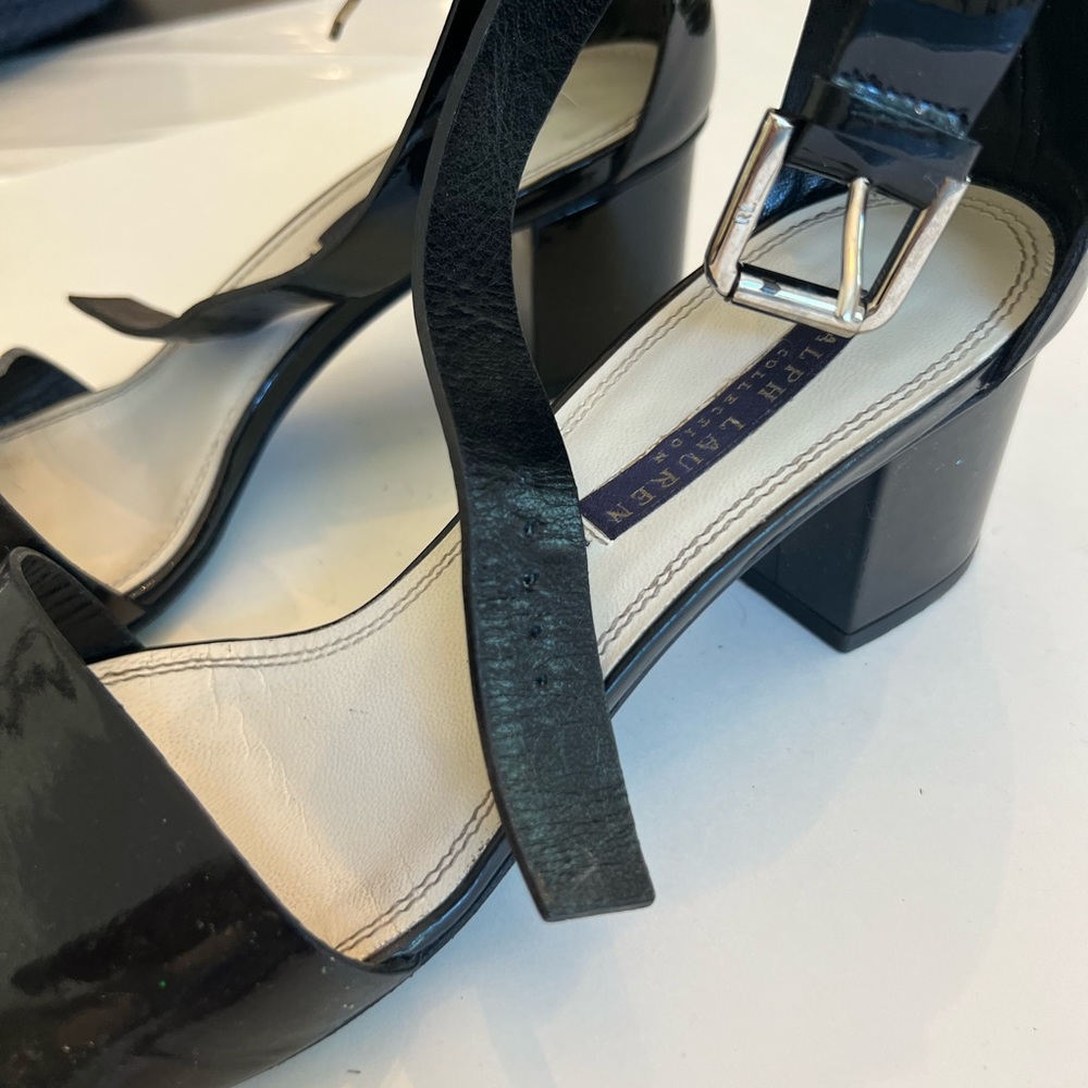 Ralph Lauren Collection black payment leather heels